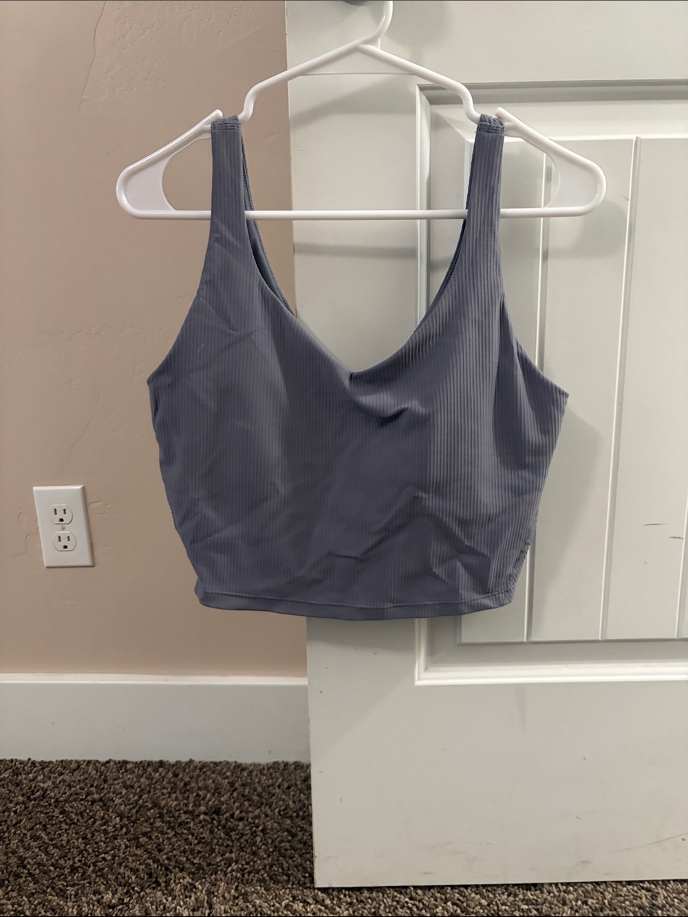 Old Navy Light Gray Ribbed Scoop Neck Crop Tank